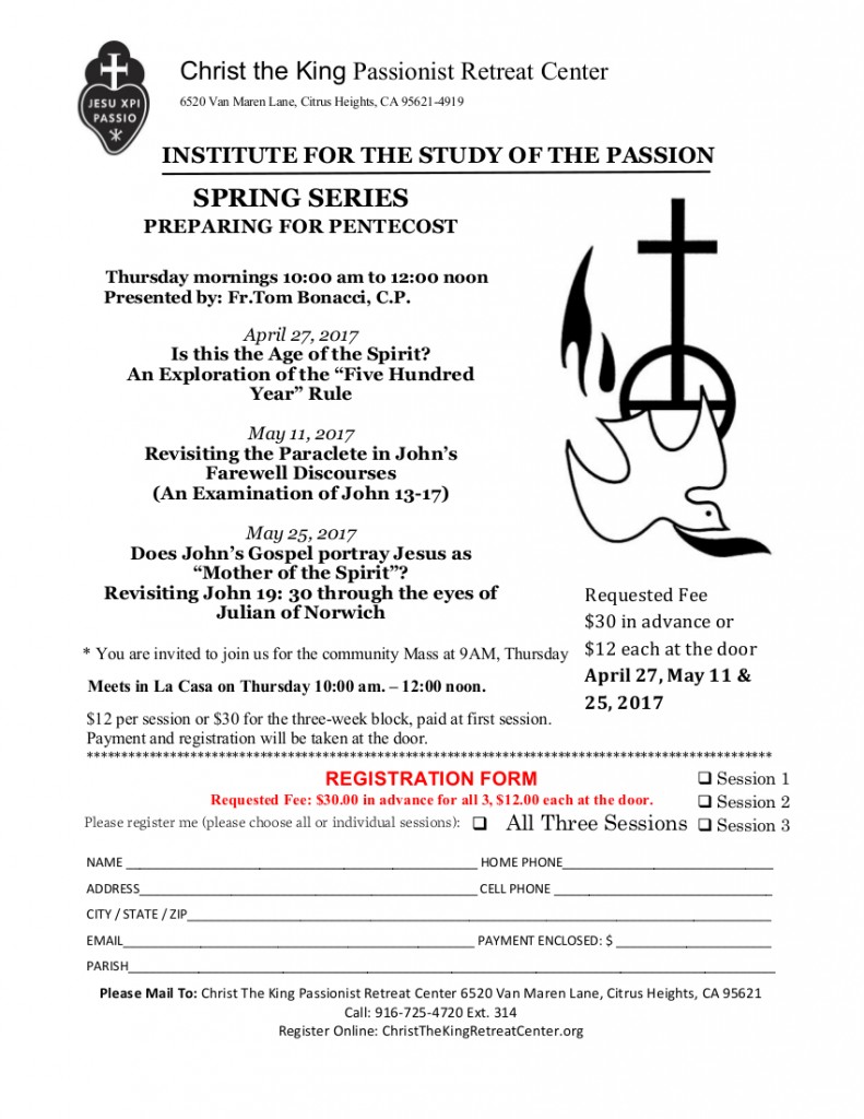 INSTITUTE OF THE PASSION Spring Series 2017