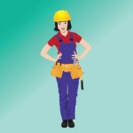 white woman with hard hat
